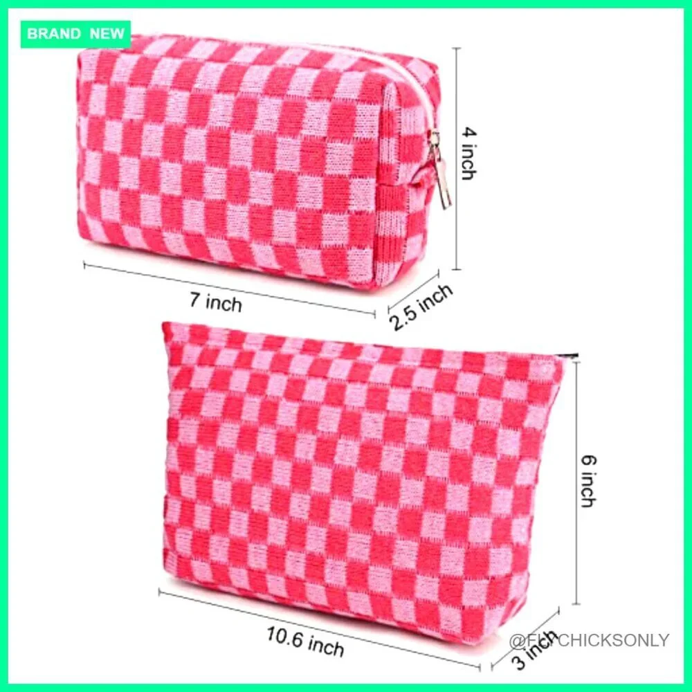 Large Canvas Cosmetic Bag Set, Waterproof Travel Toiletry Organizer with Zipper
